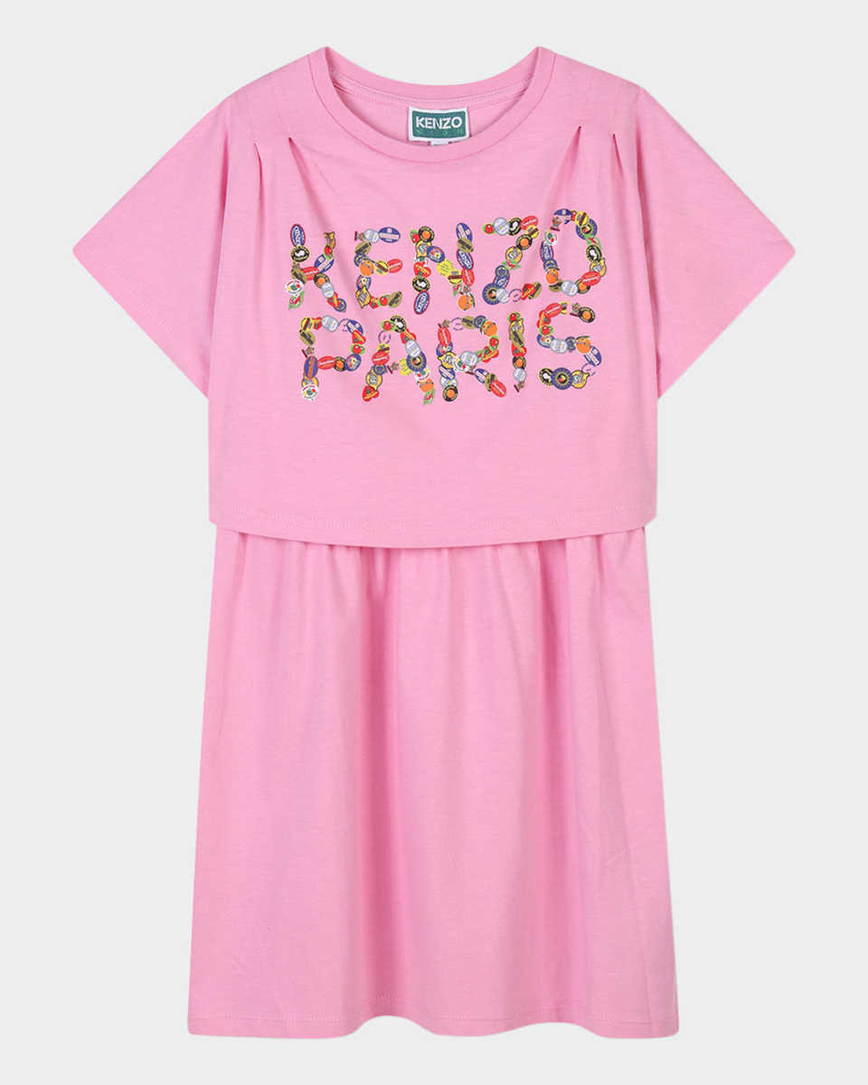Girl's Dress W/ VIbrant Logo-Print, Size 6-